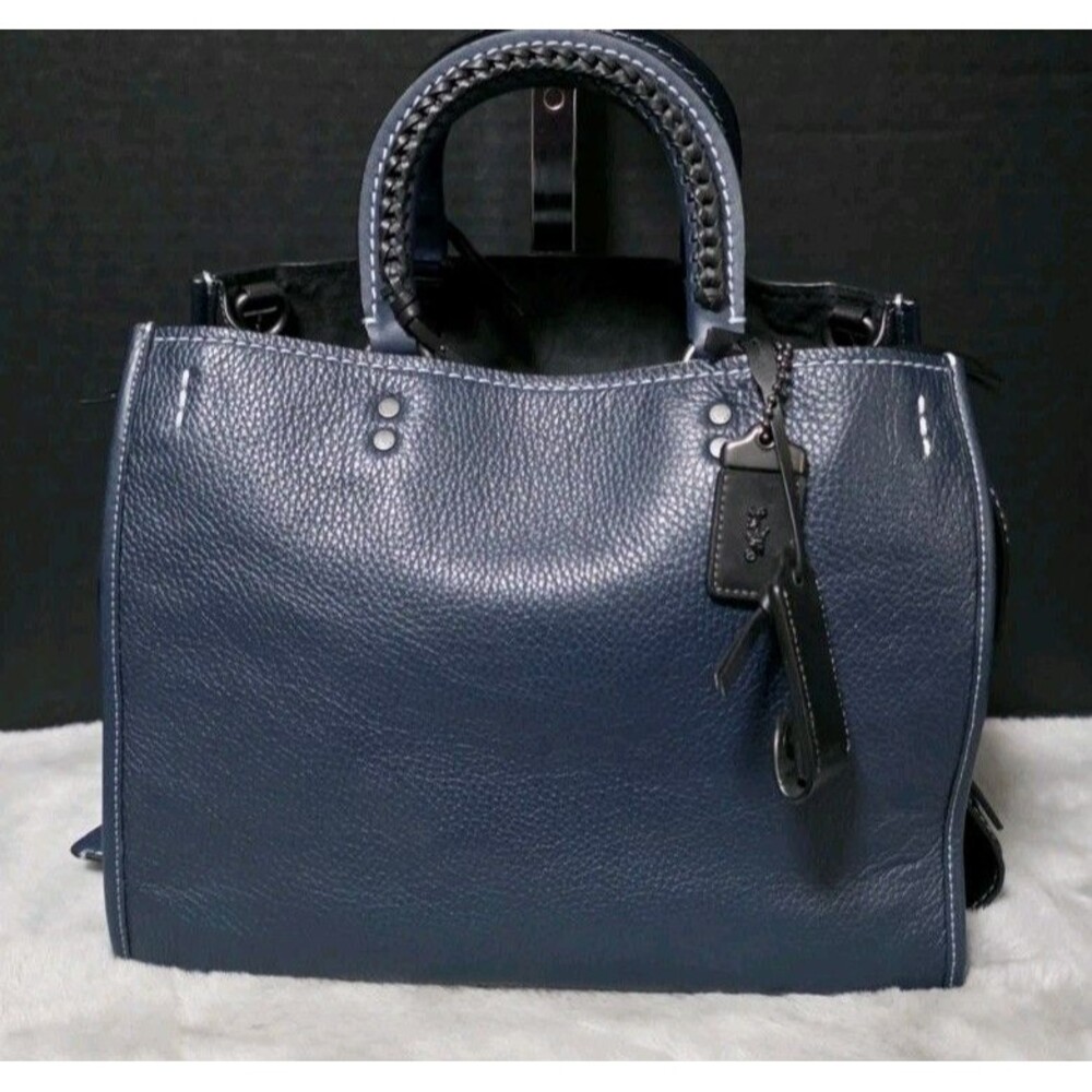 COACH 1941 Rogue Western Whiplash Whipstitch PRUSSIAN BLUE black Bag HTF 58122